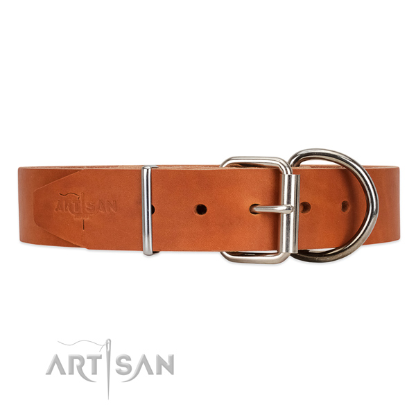 Tan Leather Collar for Large Dogs