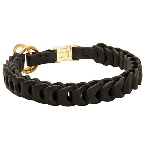 Comfortable Leather Braided Collar Black