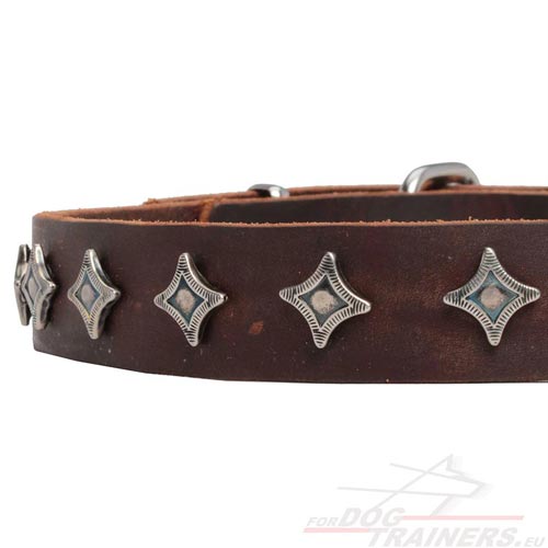 High-quality Genuine Leather Brown Collar