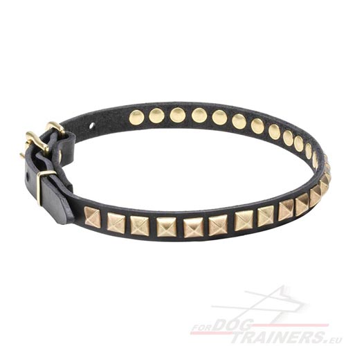 Narrow
Leather Dog Collar with Studs