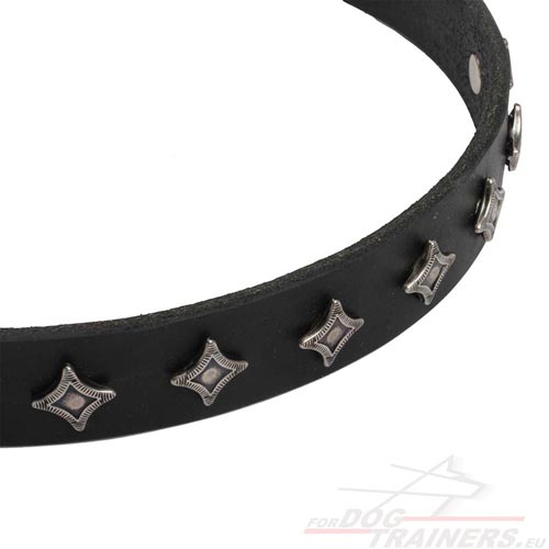 Buckle Dog Collar Leather with Decorative Stars