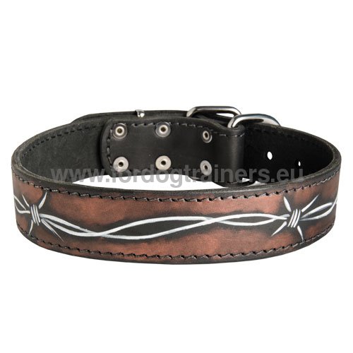 Handmade leather collar for Boxer with painting