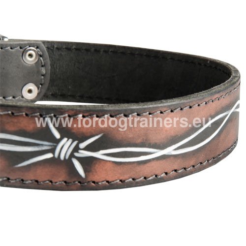 Leather collar for Boxer hand painted
