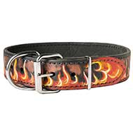 Leather Dog Collar Design with Image "Flame"