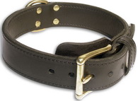 Twee lagen lederen halsband agitatie