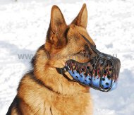 German Shepherd Hand Painted Leather Dog Muzzle Flame