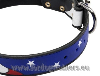 Painted Leather Dog Collar for Pulling Handcrafted