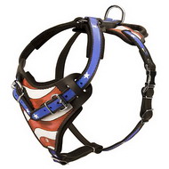 Leather Dog Harness Painted with USA
Flag