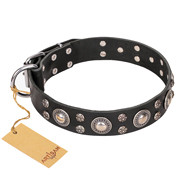 Black Leather Dog Collar "Vintage Necklace" FDT Artisan
