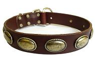 Collier
cuir aux plaques ovales pour Rottweiler