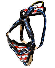 Hand painted Leather Dog Harness "American pride"