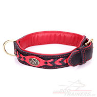 Red and Black Braided Dog Collar Padded