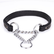 Hundehalsband Leder mit Stahlkette