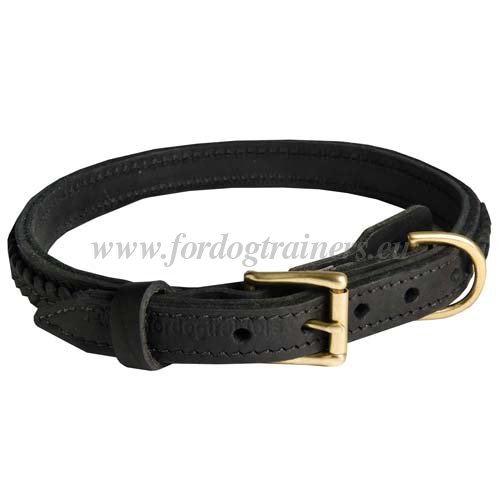 Designer Leather Dog Collars with Braids