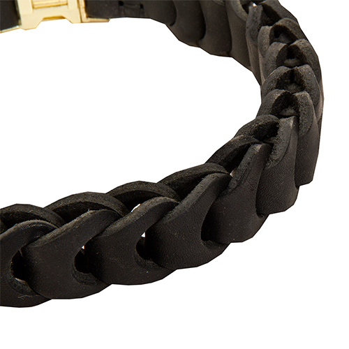 Braided Leather Dog Buckle Collar for Amstaff