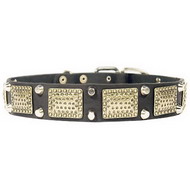 Decorated Dog collars Collection Leather Dog Collar
with Plates