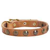 Leather Collar Exclusive with Decorative Bronze Plates ⓑ