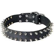 Hundehalsband aus Leder mit Beschlgen von Spikes