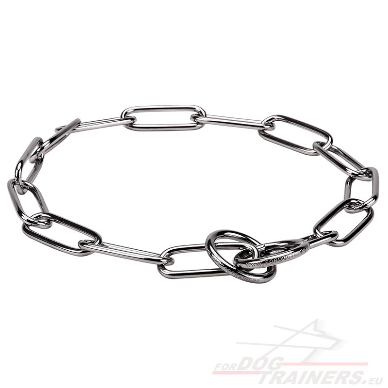 Collier Chaîne Chien En Acier Inoxydable 60 Cm - Double Rangée, Bords Polis - Pour Chiens Moyens Et Grands