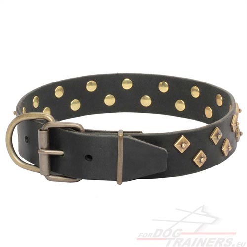 Collier en cuir avec boucle en laiton pour chien