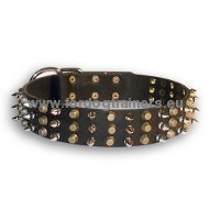 Gran Dane collar de perro de cuero con pirmides y picos