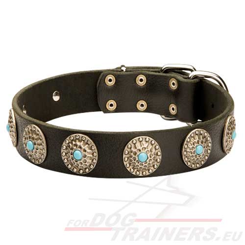 Collier magnifique avec pierres bleues pour Berger
allemand