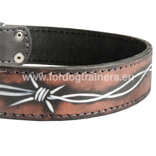 Leder Halsband fr Pitbull Training Stacheldraht Bemalung