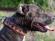 Leder Hundehalsband Design mit Muster "Flamme"