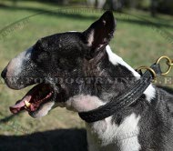 Collier trangleur pour Bull Terrier | Collier avec tresse▶ [C45##1057 Collare a strozzo in pelle naturale per Bull Terrier]