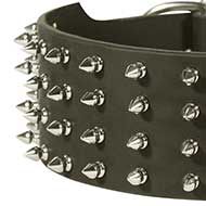 Spikes Leren brede hondenhalsband▦