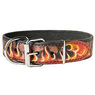 Leder Hundehalsband Design mit Muster "Flamme"