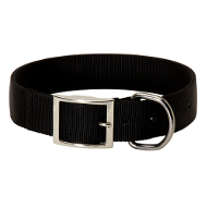 Nylon Halsband - 2 Lagen Nylon Vernikkelde Gesp en D-ring