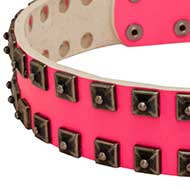 Pink Leather Dog
Collar with Two Rows of Studs Pink Dog Collar with Studs