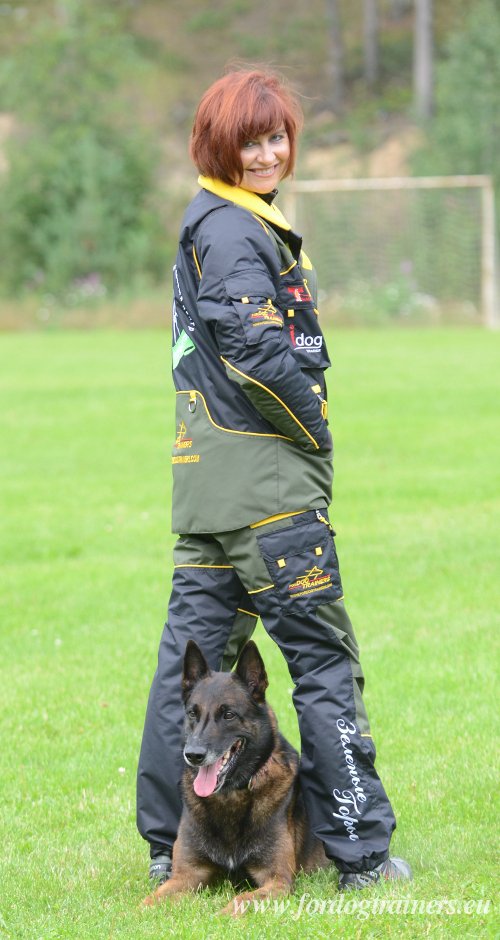 Vetements de dresseur de chien noir-vert