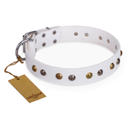 Collier cuir clout blanc