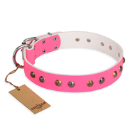 Collier cuir rose large