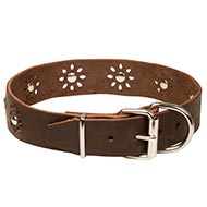 Leather Dog Collar
Fancy with Flowers Decorated Leather Dog Collar