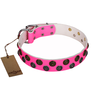 Pink Leather Collar for Female Dog Girl Dog
Leather Collar
