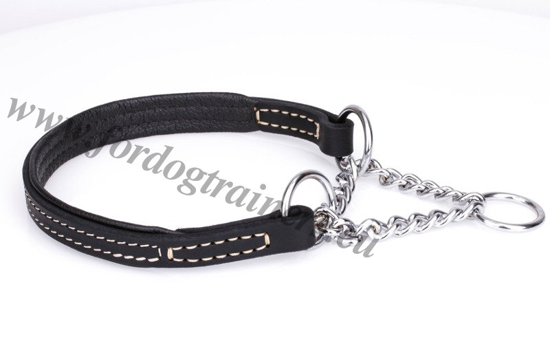 Leather half check clearance dog collars