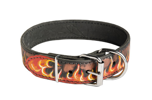 Leather Training Dog Collar with Steel Hardware