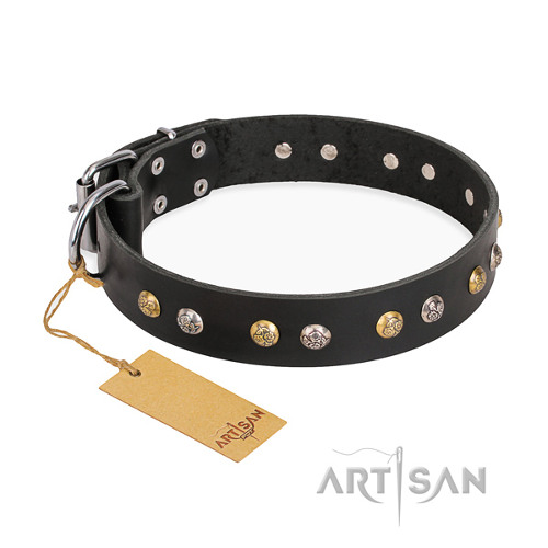 Studded Leather Dog Collars Black