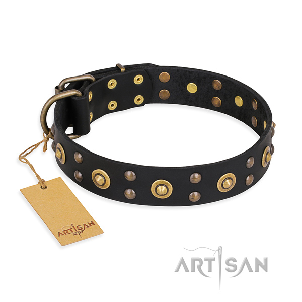 Studded Leather Dog Collars Black