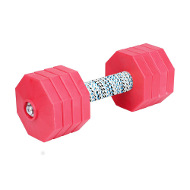 Wooden Dumbbell with Red Plastic Plates