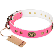 Pink Dog Collar with Oval Studs