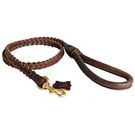 Best Braided Leather Dog Leash with Round Shape Handle