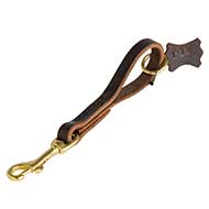 Short Leather Lead for Adult Dogs, Pull Tab with Stitching