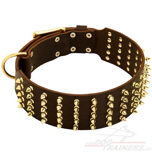 Large Leather Spiked Dog Collars for Big Dogs