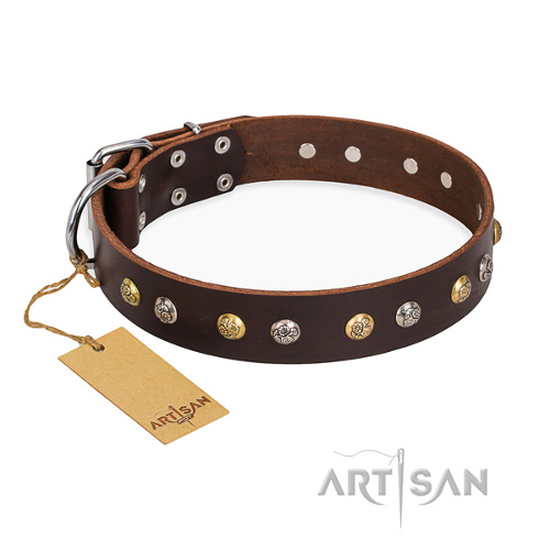 Leren hondenhalsband met studs