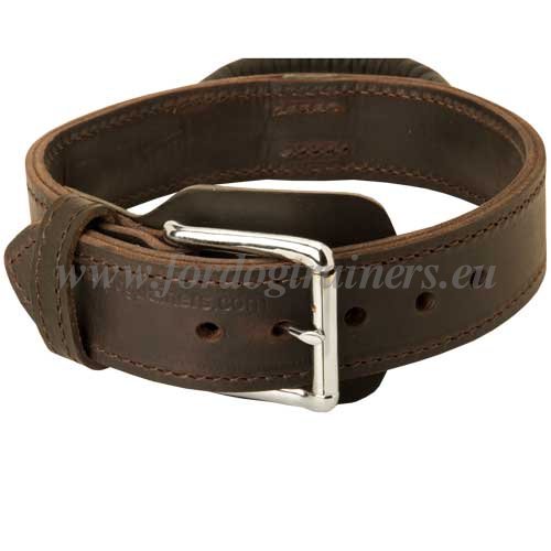 Large Leather Collar Stitched with Handle