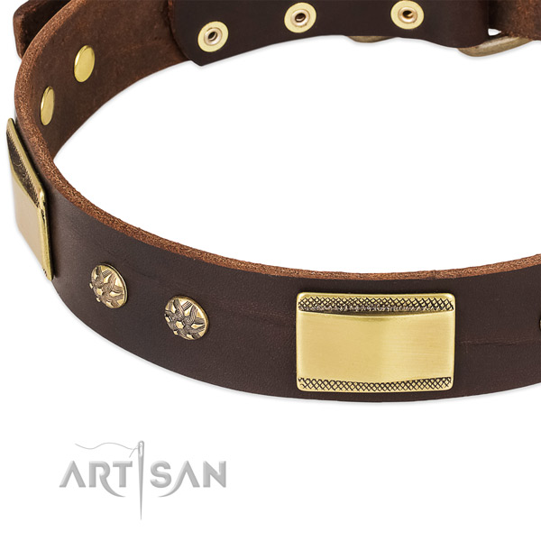 Handmade Leather Dog Collar Brown Leather